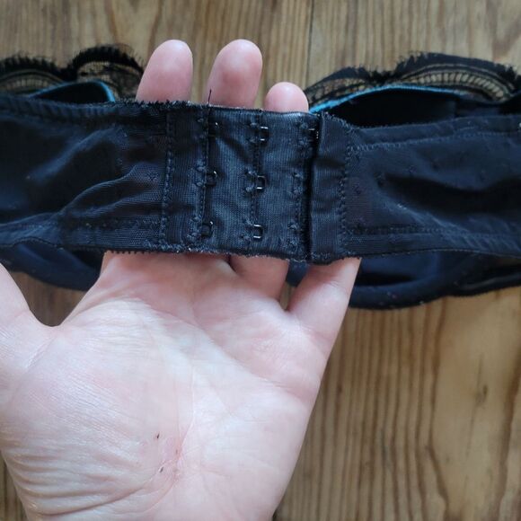 M&S Strapless Balconette Teal and Black Lace Bra - Picture 7 of 10